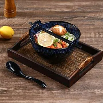 JH JIEMEI HOME Unique Ramen Bowl Set with Chopsticks