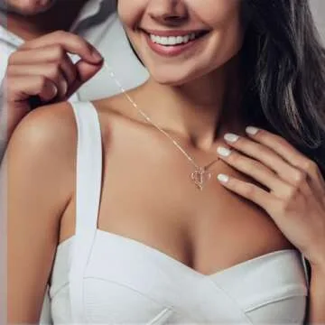 Iefil Necklace for Women, 925 Sterling Silver Rose Heart Initial S Letter Pendant Necklace Jewelry, Gifts for Mom Wife Girlfriend, Anniversary Birthday