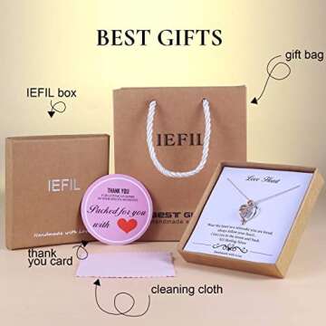 Iefil Necklace for Women, 925 Sterling Silver Rose Heart Initial S Letter Pendant Necklace Jewelry, Gifts for Mom Wife Girlfriend, Anniversary Birthday