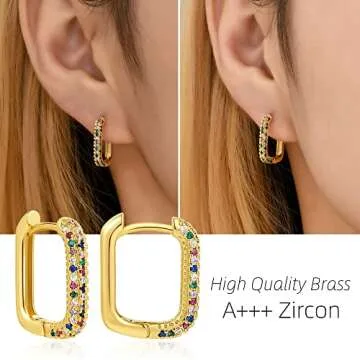 Sloong 14k Gold Plated Chunky Earring Link Chain Square Hoop Earrings Paperclip Link Chain Jewelry Drop Dangle Earrings set for women Adult