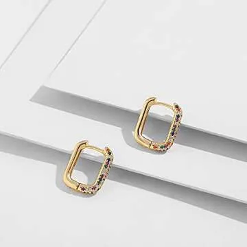 Sloong 14k Gold Plated Chunky Earring Link Chain Square Hoop Earrings Paperclip Link Chain Jewelry Drop Dangle Earrings set for women Adult