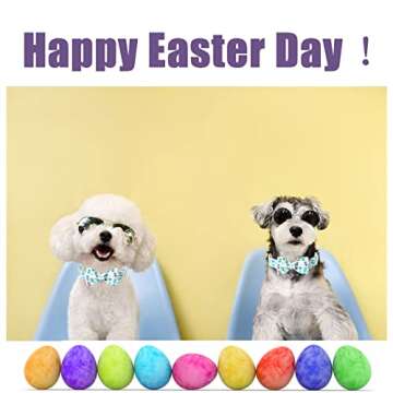 Babole Pet Dog Collar Easter Gift with Bow Tie, Egg Male Dog Collar with Safety Metal Buckle Adjustable Puppy Collars for Small Medium Large Boy & Girl Dog, M-Neck 13.5"-22"