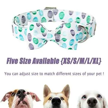 Babole Pet Dog Collar Easter Gift with Bow Tie, Egg Male Dog Collar with Safety Metal Buckle Adjustable Puppy Collars for Small Medium Large Boy & Girl Dog, M-Neck 13.5"-22"