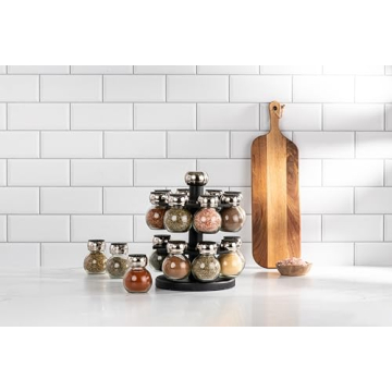 Olde Thompson Rotating Spice Rack with Labeled Jars