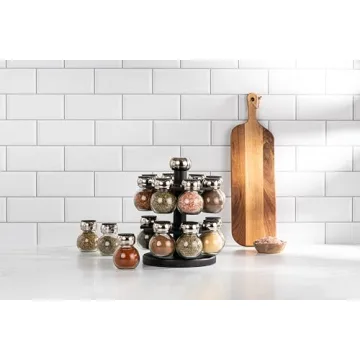 Olde Thompson Rotating Spice Rack with Labeled Jars
