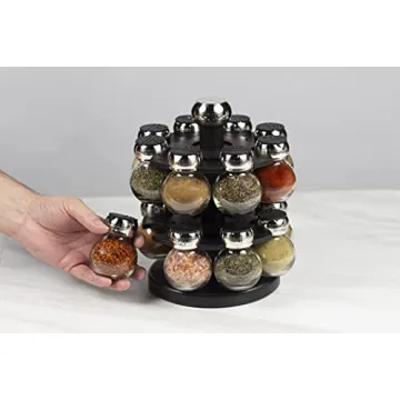 Olde Thompson Rotating Spice Rack with Labeled Jars