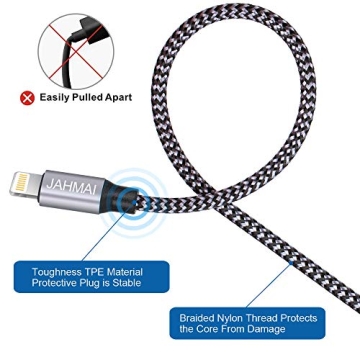 JAHMAI 6ft Phone Charger 3-Pack Durable Nylon Braided