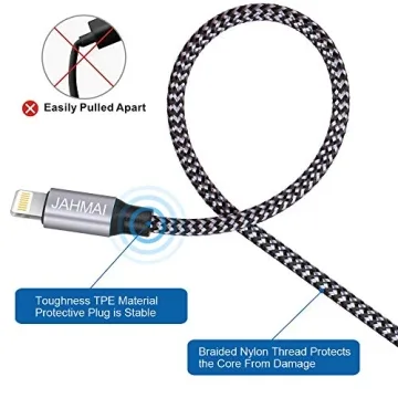 JAHMAI 6ft Phone Charger 3-Pack Durable Nylon Braided