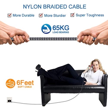 JAHMAI 6ft Phone Charger 3-Pack Durable Nylon Braided