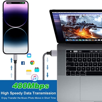 JAHMAI 6ft Phone Charger 3-Pack Durable Nylon Braided