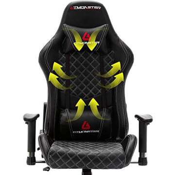 Gaming Desk Chair, Reclining Ergonomic Leather Computer Chair, Racing Style Gaming Chair for Adults, Height Adjustment Chair, Swivel Gamer Chairs with Headrest Armrest and Lumbar Support