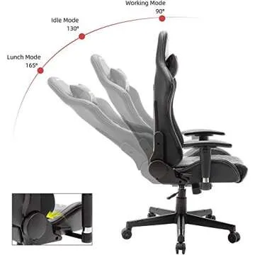 Gaming Desk Chair, Reclining Ergonomic Leather Computer Chair, Racing Style Gaming Chair for Adults, Height Adjustment Chair, Swivel Gamer Chairs with Headrest Armrest and Lumbar Support