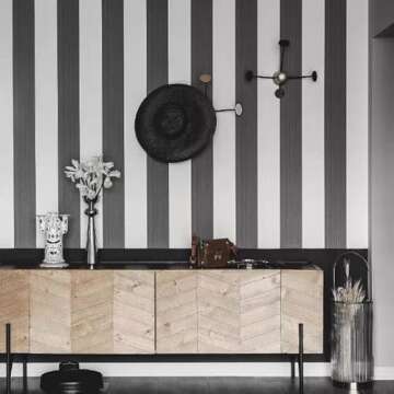 Cohoo Home Black and White Wallpaper Peel and Stick Striped Contact Paper for Cabinets Black and Whi...