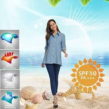 Women's UPF 50 Long Sleeve Sun Protection Shirt - Quick Dry