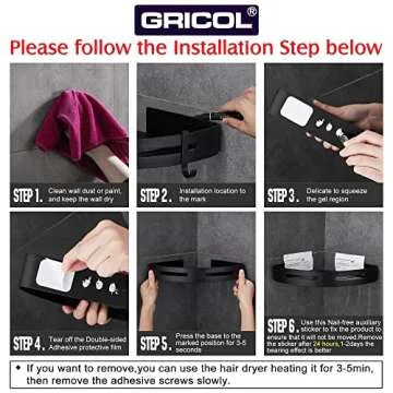 GRICOL Shower Shelves - No Drilling, Durable Storage Solution