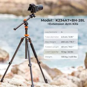 K&F Concept 78 inch DSLR Camera Tripods with Magnesium Alloy Rotatable Multi-Angle Center Column,Loa...
