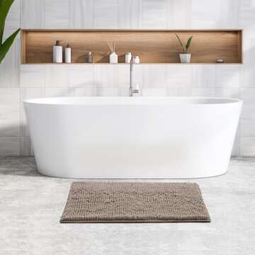 FRESHMINT Chenille Bathroom Rugs Mat 32"x20", Non-Slip Bath Mat for Bathroom Floor & Bathtub, Washab...