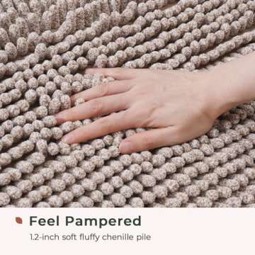 FRESHMINT Chenille Bathroom Rugs Mat 32"x20", Non-Slip Bath Mat for Bathroom Floor & Bathtub, Washable Shower Shag Bath Rugs, Soft Fluffy Thick Water Absorbent Microfiber Shower Mat, Taupe Heather