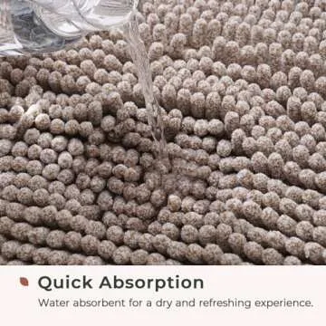 FRESHMINT Chenille Bathroom Rugs Mat 32"x20", Non-Slip Bath Mat for Bathroom Floor & Bathtub, Washable Shower Shag Bath Rugs, Soft Fluffy Thick Water Absorbent Microfiber Shower Mat, Taupe Heather