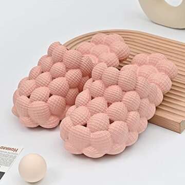 Massage Bubble Slides Slippers for Women Men,Mukinrch Funny Lychee Non-slip Spa Slippers,Gym House Slippers Shower Bedroom Slippers, Soft Pillow Stress Relief Slide,Reflexology Sandals for Ladies slides