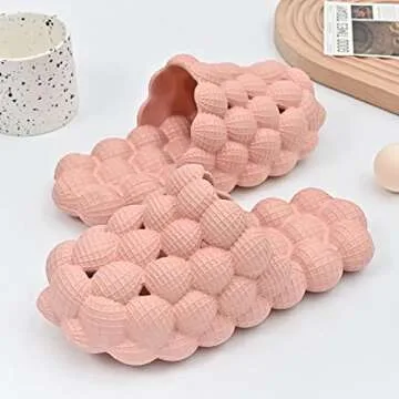 Massage Bubble Slides Slippers for Women Men,Mukinrch Funny Lychee Non-slip Spa Slippers,Gym House Slippers Shower Bedroom Slippers, Soft Pillow Stress Relief Slide,Reflexology Sandals for Ladies slides