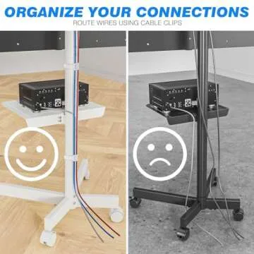 Mobile TV Cart for 23-60 Inch LCD LED Flat Panel Curved Screen TVs up to 88 lbs, Height Adjustable Shelf Rolling Floor Stand with Wheels, Movable Portable TV Stand, Max VESA 400x400mm, White
