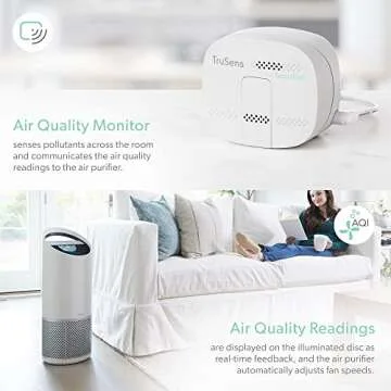 TruSens Air Purifier with UV-C Light + True HEPA Filtration | Large | SensorPod™ Air Quality Monitor | Auto, Sleep, & Turbo Mode | Touch Control | Portable Handle