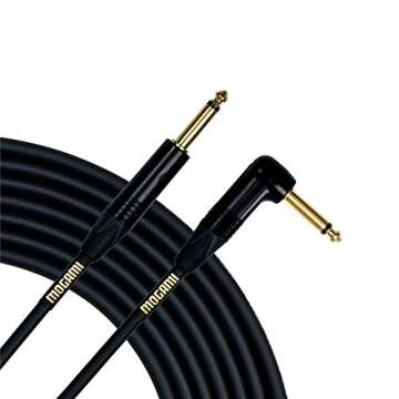 Mogami Gold INSTRUMENT-06R Guitar Instrument Cable, 1/4" TS Male Plugs, Gold Contacts, Right Angle and Straight Connectors, 6 Foot