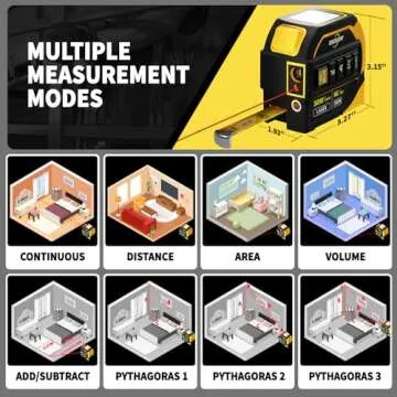 2-in-1 Laser Tape Measure 328Ft Rechargeable Laser Measuring Tool & 16Ft Measuring Tape, Laser Crosshairs, Biaxial Electronic Angle, Measuring Area, Volume, Pythagorean, Cosine, Ft/Ft+in/in/M Unit