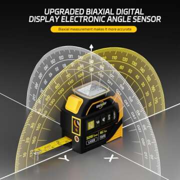 2-in-1 Laser Tape Measure 328Ft Rechargeable Laser Measuring Tool & 16Ft Measuring Tape, Laser Crosshairs, Biaxial Electronic Angle, Measuring Area, Volume, Pythagorean, Cosine, Ft/Ft+in/in/M Unit