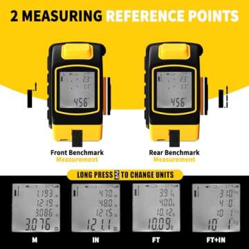 2-in-1 Laser Tape Measure 328Ft Rechargeable Laser Measuring Tool & 16Ft Measuring Tape, Laser Crosshairs, Biaxial Electronic Angle, Measuring Area, Volume, Pythagorean, Cosine, Ft/Ft+in/in/M Unit
