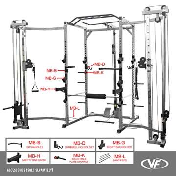 Valor Fitness BD-41BCCL Power Rack w/LAT Pull and Cable Crossover Attachment
