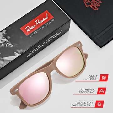 Retro Rewind Polarized Sunglasses for Men and Women - UV Protection Classic Mens Womens Sun Glasses - Cool Vintage 80s Shades