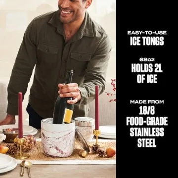 Stylish S'well 67oz Stainless Steel Ice Bucket with Tongs