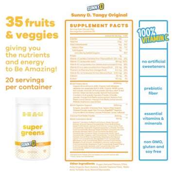 Be Amazing Super Greens Powder with Prebiotics, Digestive Enzymes & Antioxidants | Energy Supplement...