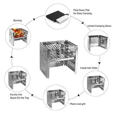 Unigear Wood Burning Camp Stoves Picnic BBQ Cooker/Potable Folding Stainless Steel Backpacking Stove