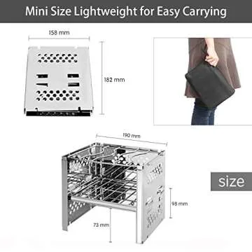 Unigear Wood Burning Camp Stoves Picnic BBQ Cooker/Potable Folding Stainless Steel Backpacking Stove