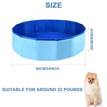 Enenes Dog Pool, Foldable Pet Pool, Small Portable PVC Dog Swimming Pool, 24 x 8 Inch Folding Dog Ca...