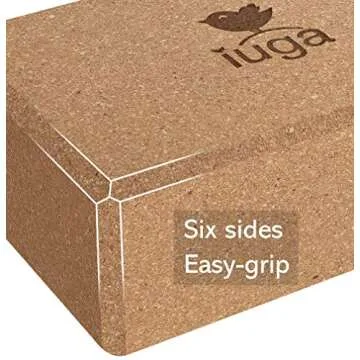 IUGA Yoga Blocks 2 Pack With Strap Non Slip High Density 9"x6"x3" Solid & Cork Yoga Block With Yoga Strap to Improve Strength Balance for Yoga Pilates Meditation