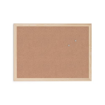 U Brands Cork Bulletin Board with Stylish Birch Frame