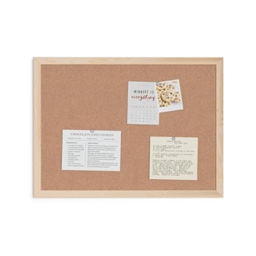 U Brands Cork Bulletin Board with Stylish Birch Frame