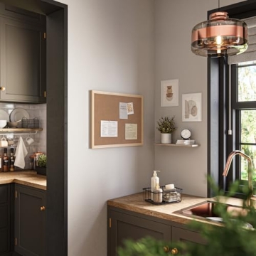 U Brands Cork Bulletin Board with Stylish Birch Frame