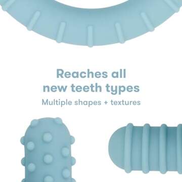 Frida Baby Get-A-Grip BabyTeether for Teething Relief | 100% Food-Grade Silicone Teething Toys for Baby 0-6, 12, 18 Months Infant, Valentines Day Gifts for Kids, BPA-Free, PVC-Free | Blue