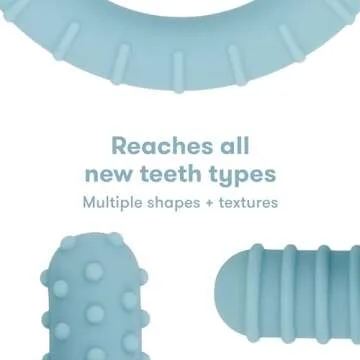 Frida Baby Get-A-Grip BabyTeether for Teething Relief | 100% Food-Grade Silicone Teething Toys for Baby 0-6, 12, 18 Months Infant, Valentines Day Gifts for Kids, BPA-Free, PVC-Free | Blue