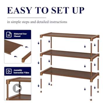 Kitsure Shoe Rack - Premium Non-Woven Shoe Rack Shelf, Shoe Organizer for Closet, Entryway, Garage & Corridor, Sturdy & Durable Long Stackable Shoe Shelves, Medium, Brown