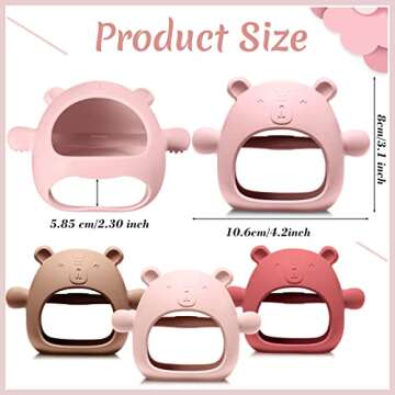 Chumia 3 Pack Teething Toys for Babies 0-6 Months Silicone Hand Teethers Baby Anti Dropping Hand Pac...