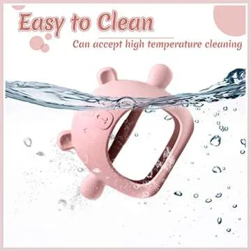 Chumia 3 Pack Teething Toys for Babies 0-6 Months Silicone Hand Teethers Baby Anti Dropping Hand Pacifiers Infant Chew Toys for Sucking Needs(Caramel, Red, Pink)