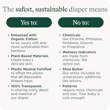 HealthyBaby Our Diapers | EWG Verified Safe & Plant-Based Diapers | Leak Protection | Soft Organic Cotton Shell | Chlorine-Free Diaper for Sensitive Skin | Size N (Under 10 lbs) 66 Count