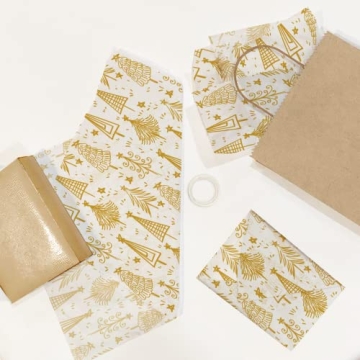 Gold Christmas Tree Tissue Paper for All Your Wrapping Needs