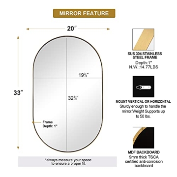 Elegant ANDY STAR Oval Gold Mirror for Modern Spaces